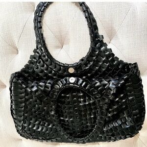 Elegant Black Woven Handbag